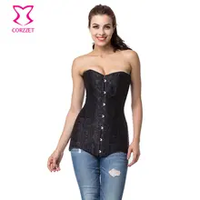 Black Steel Boned Long Corset Waist Trainer Korsett For Women Sexy Espartilhos E Corpetes Corsets and Bustiers Gothic Clothing