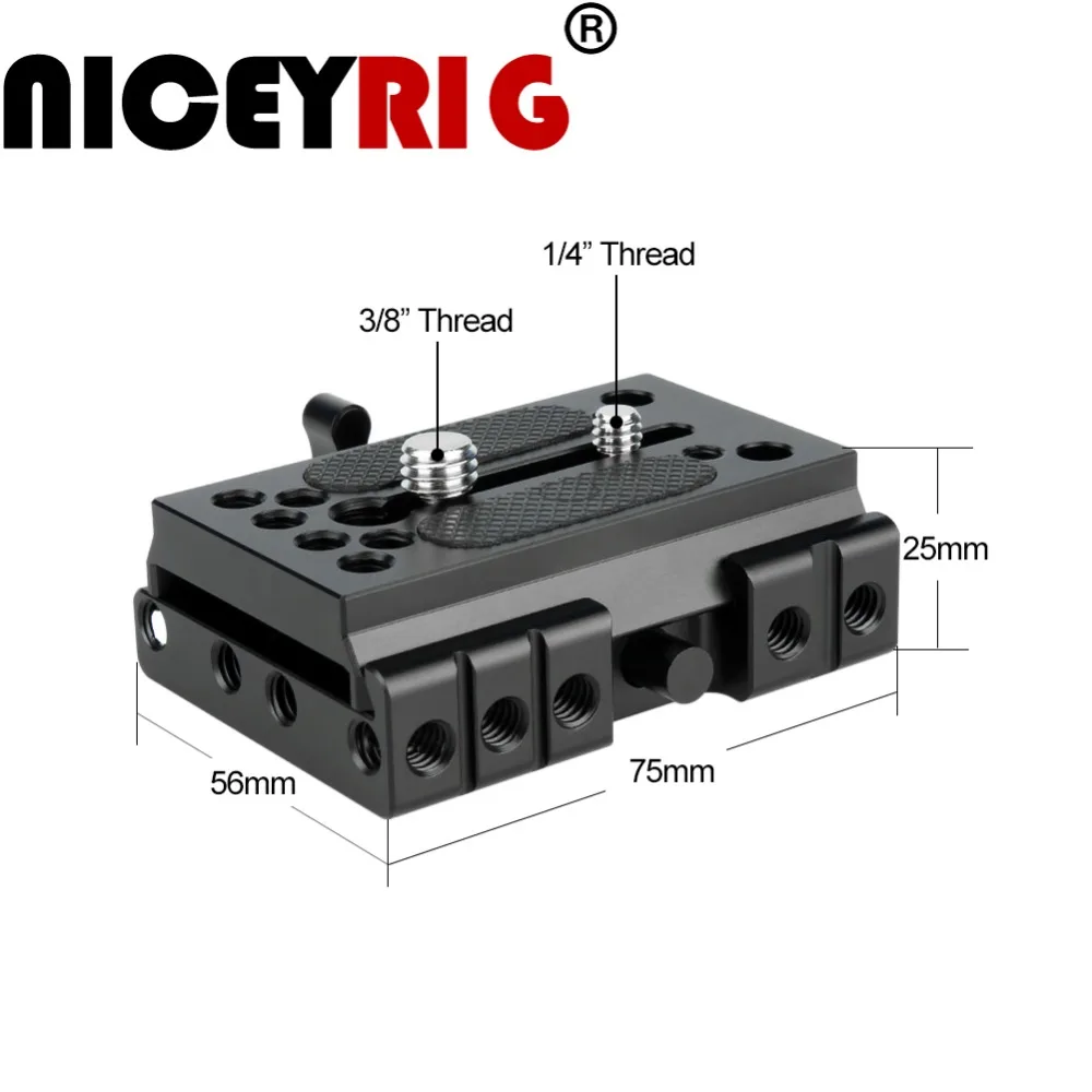 

NICEYRIG Quick Release Plate for Manfrotto Camera Tripod Baseplate Manfrotto Rail DSLR 1/4" 3/8" Screw Camera Cage Rig