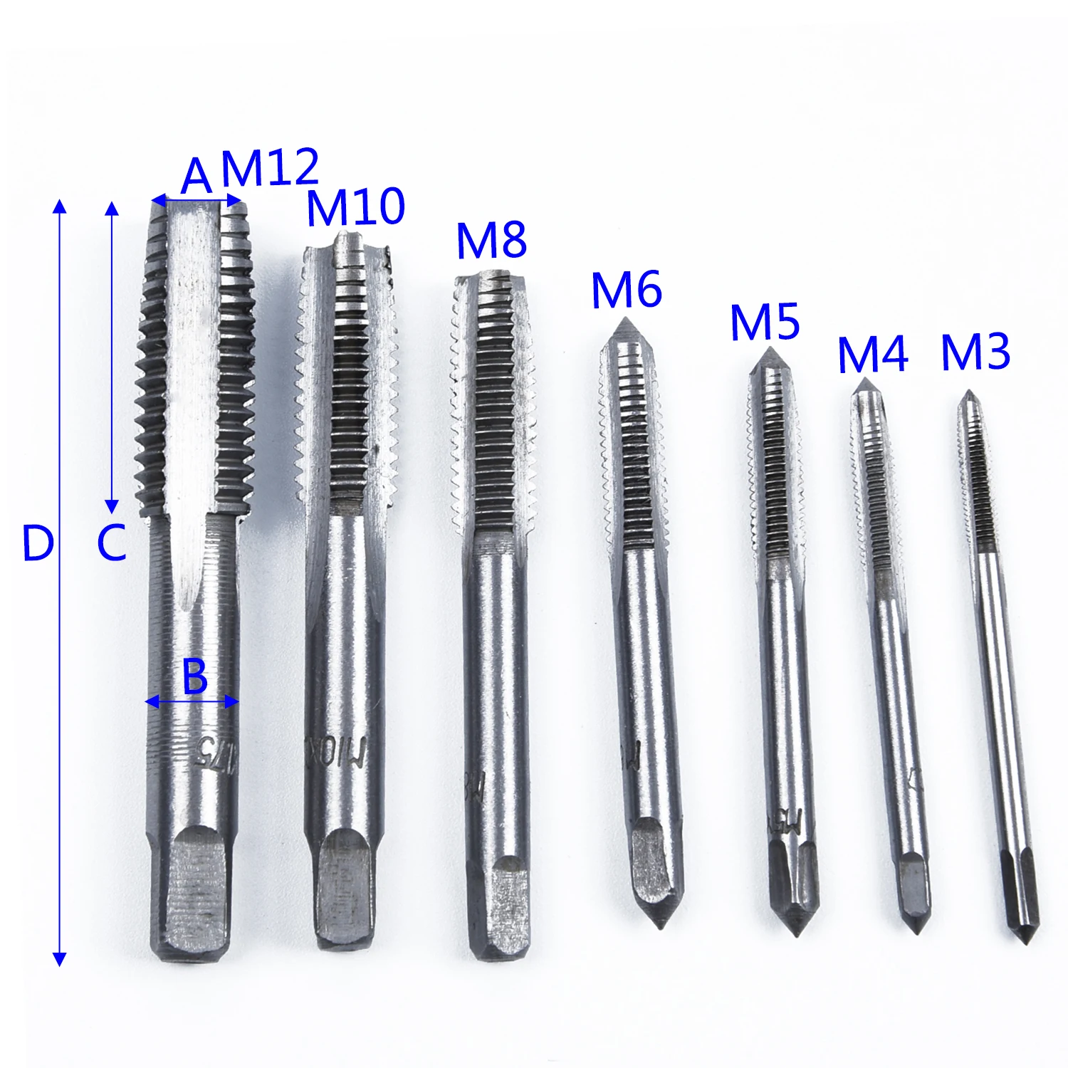 7 шт. метрический конус резьбы сверло M3/M4/M5/M6/M8/M10/M12 прочный