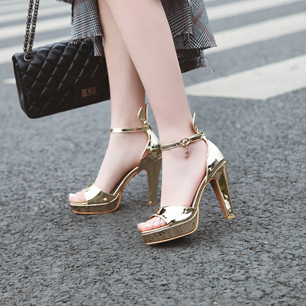 CDPUNDARI Золото Серебро для женщин Супер Высокий каблук женские сандалии на платформе сандалии для девочек Летняя женская обувь