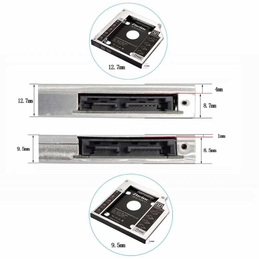 Zheino SSD с 12,7 мм Caddy 120 ГБ 240 256 512 360 480 SATAIII для Внутренний оптический привод ноутбука