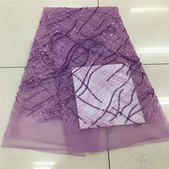 

African Lace Fabric 2018 French Sequins Net Lace new sequin fabric 5yard High Quality African Tulle Sequin Lace Fabric HJ92-2