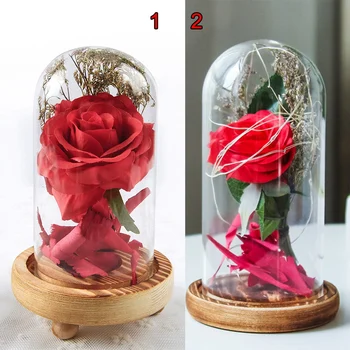 

1*Glass Cover Rose Ornaments Modern Home Decor Accessories Creative Gift for Love One Party Decoration Supplies