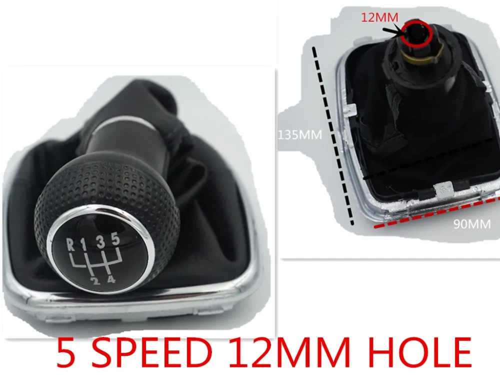 Car Gear Shift Knob 5 Speed 12mm Black Caps For VOLKSWAGEN VW BORA ...