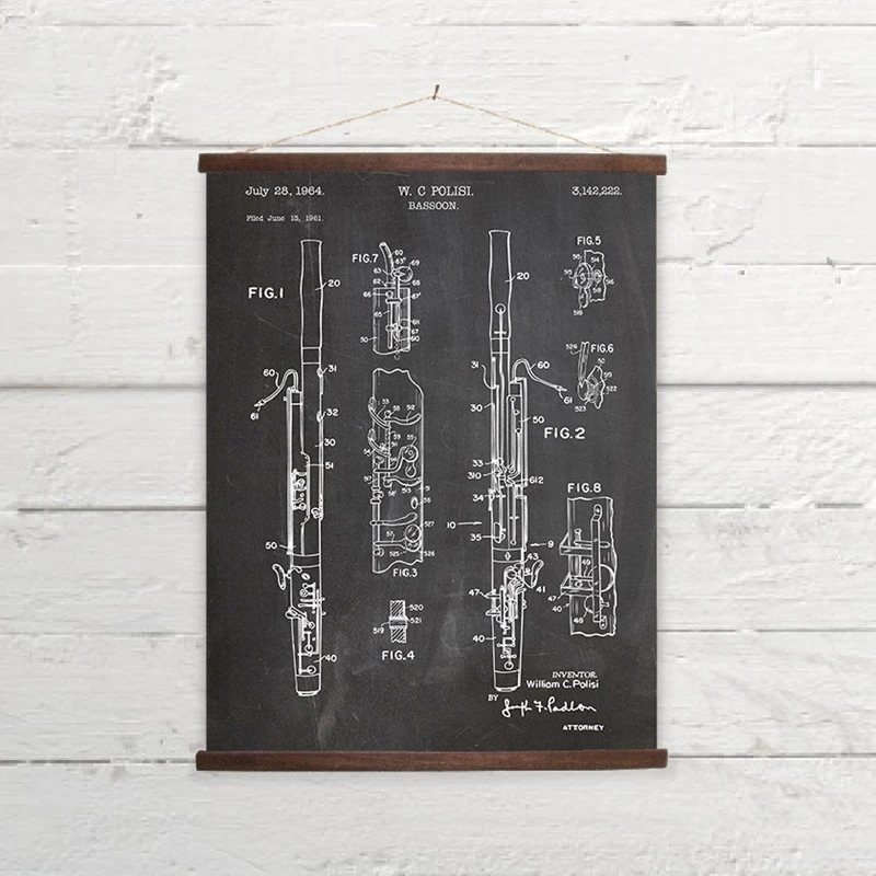 Vintage Music Patent Canvas Print Wall Decor