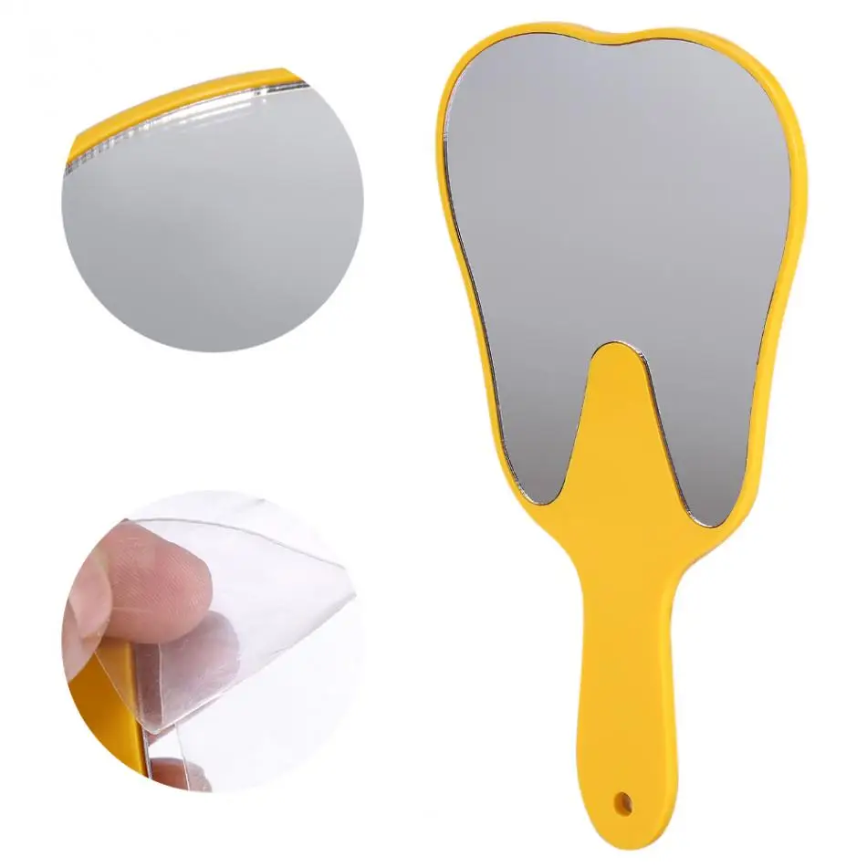 4 Colors Useful Cute Hand Mirror Tooth Shaped Plastic Handle Oral Teeth Care Unbreakable Patient Dental Mirror Tool For Dentists 2