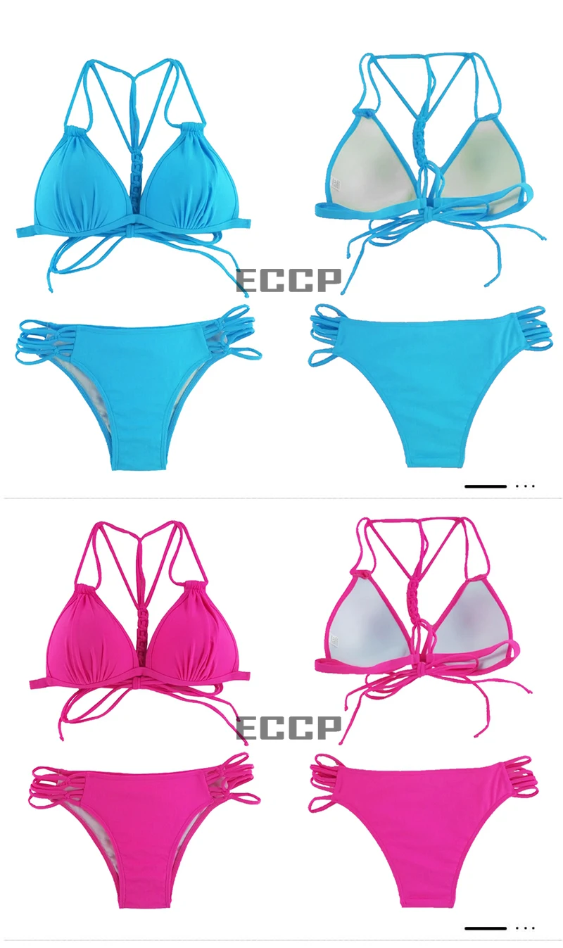 MANYIER swimsuit summer new Hot sexy pure color women bikini set bandage swimsuit brazilian multi-color swimwear bikini women (7)