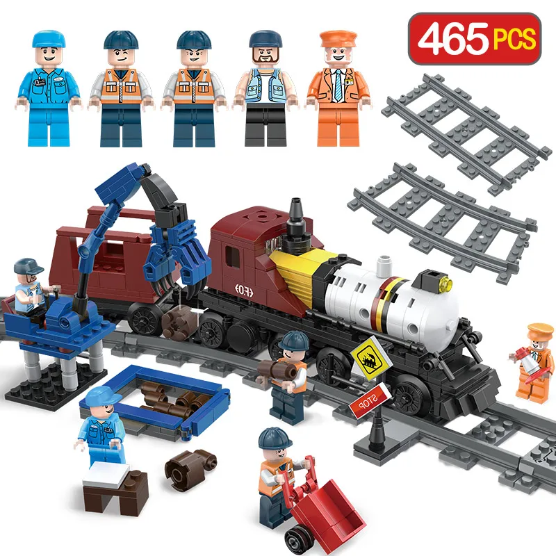 

Engineering Train Building Blocks Compatibe LegoINGLYS City Track Train Station Architecture Educational Toy for Children Gift