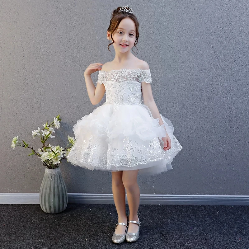 Новое летнее От 3 до 15 лет Детское белое кружевное платье принцессы на день рождения, свадьбу, вечеринку Детский костюм без рукавов платье для подростков