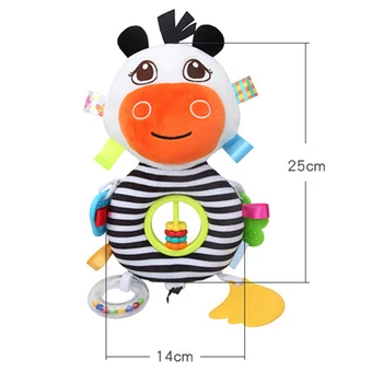 

0-12 Months Baby Crib Education Early Education Animal Rattle Plush Toy Teether Stroller Pendant Hanging Bed Bell for Baby J11