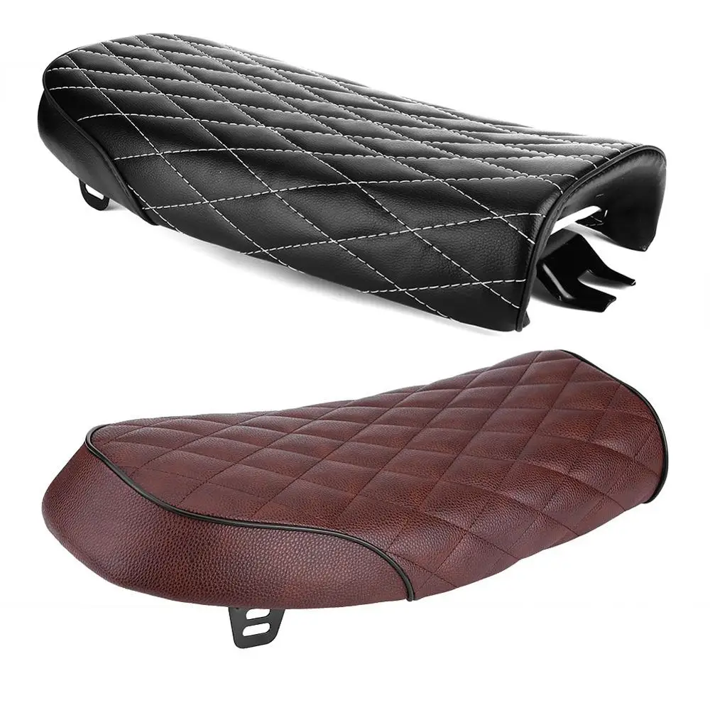 Motorcycle Cushion Motorcycle PU Leather Vintage Cafe Racer Seat Flat Saddle Cushion for CG125 GN CG CB400SS A