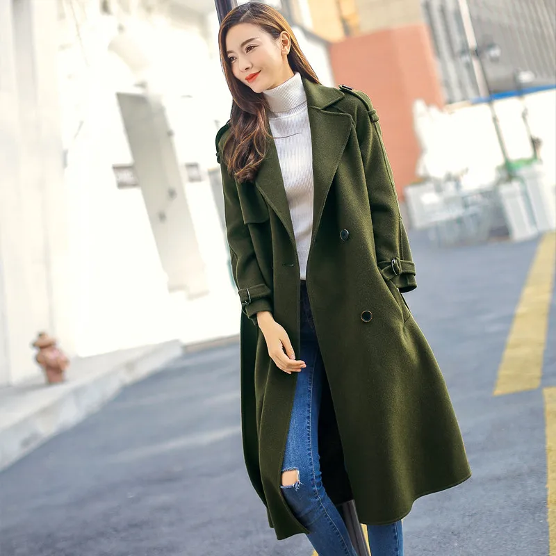 Womens green long coat Clearance