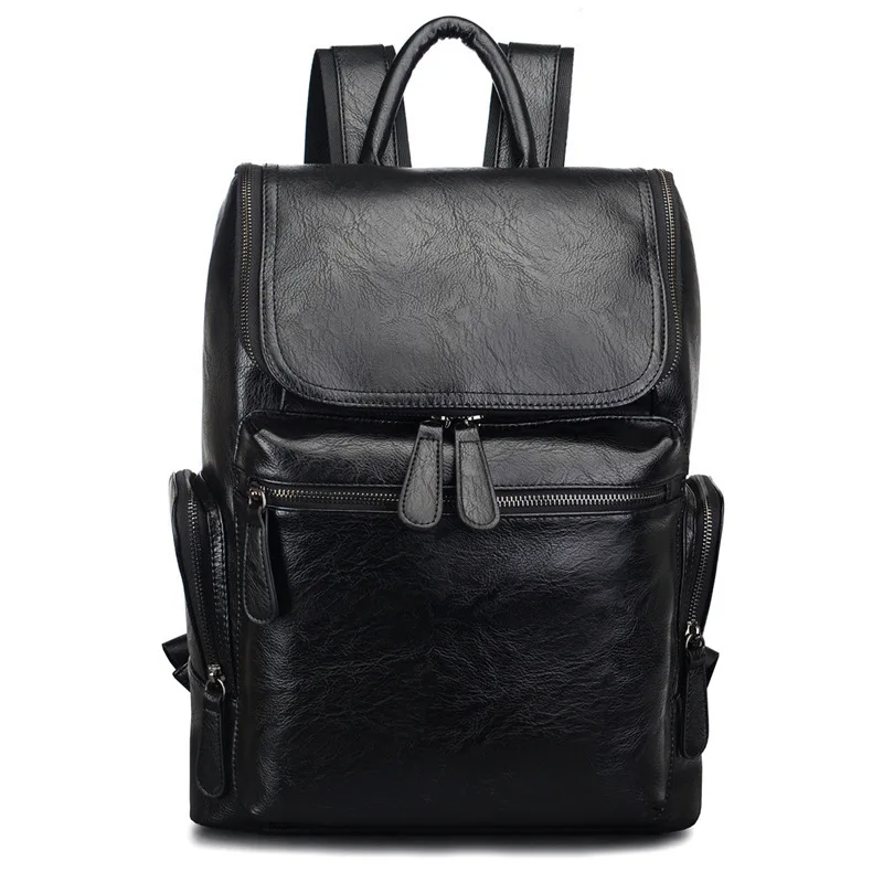

large capacity pu leather notebook computer backpack waterproof men's business backpack for teenager school bag leisure mochila