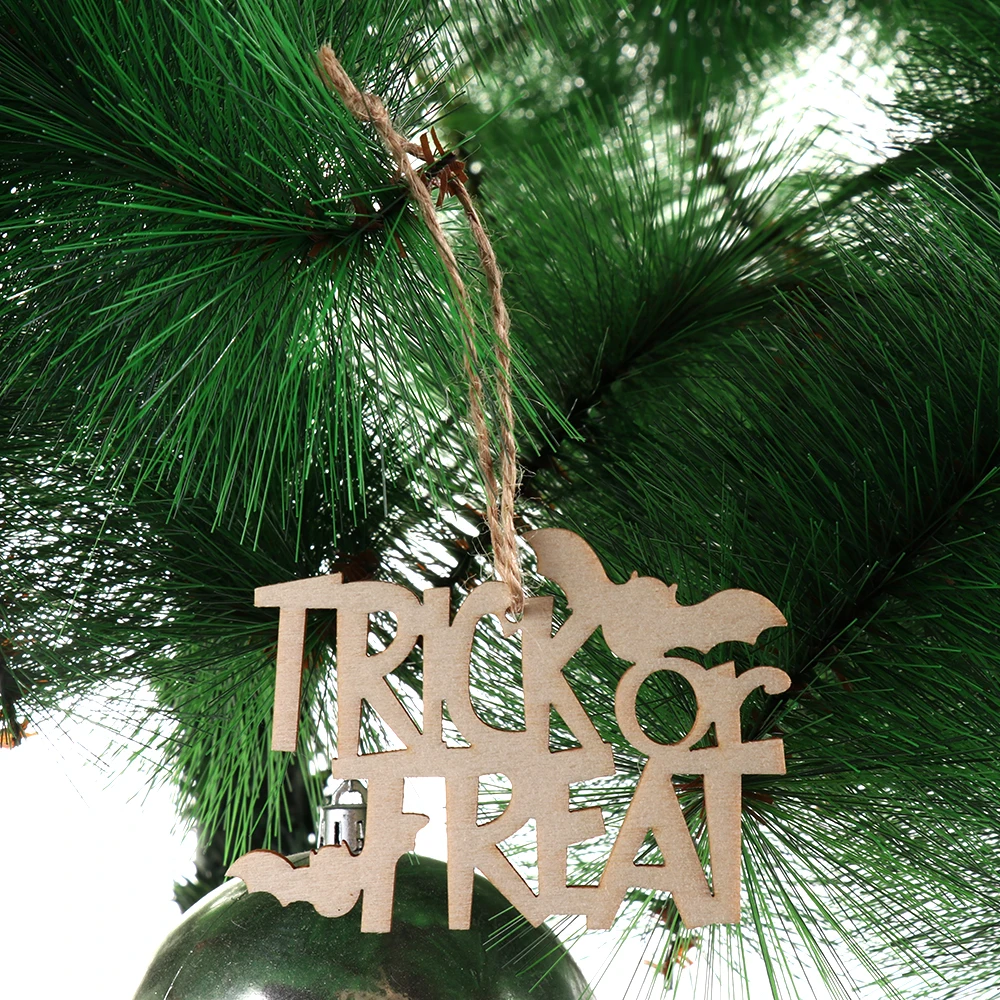 10 Pcs Happy Halloween Decorations Wooden Ornament Hanging Pendant Ornaments Black Cat Trick Or Treat Party Supplies Diy Crafts