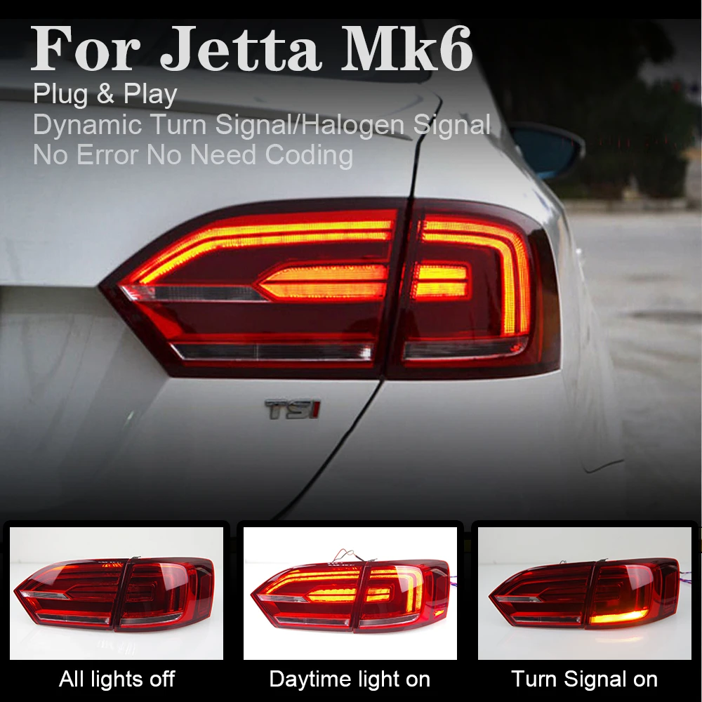 

Car Styling LED Tail Lamp for Jetta Tail Lights 2011-2014 Jetta Mk6 LED Tail Light DRL Dynamic Turn Signal LED Reverse Rear Fog