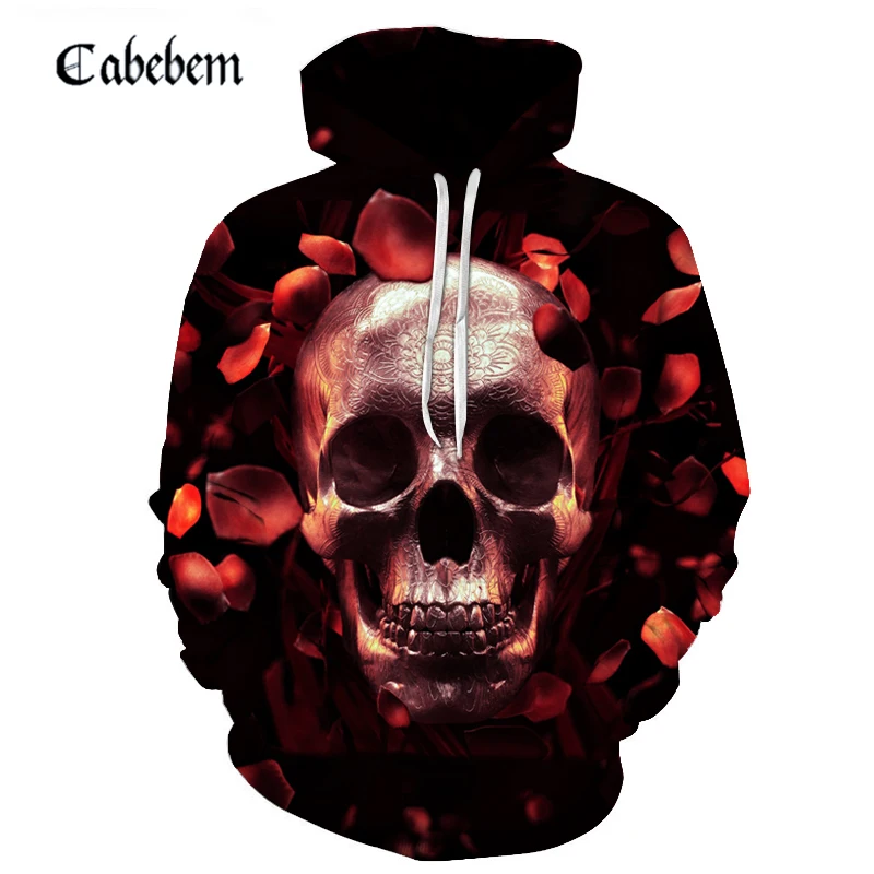 

3D skull and rose petal hoodie 3D hd printed sweatshirt men's/women's fashion casual long-sleeve sportswear new autumn 2019