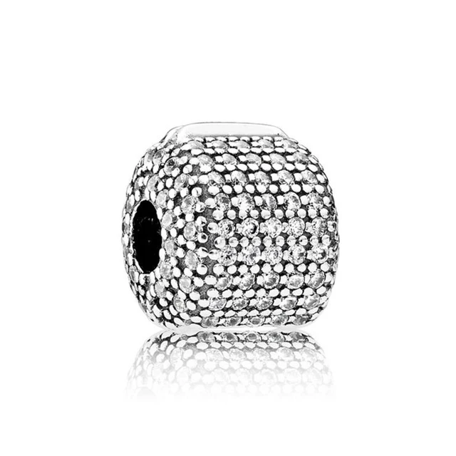 

Kristie 100% 925 sterling silver 1:1 Genuine Gem 791873CZ PAV BARREL CLIP with cubic zirconia and black enamel Fit DIY Bracelet
