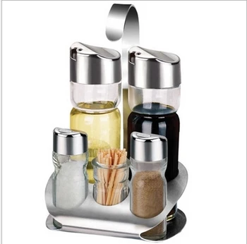 

5pcs/Set Europe Style Stainless Steel Glass Caster Dinner Table Accessories Pepper Oil Bottle Free Shipping