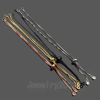 

20PCS/Lot Randomly mixed Zircon Rhinestone Adjustable 18 K Chain Bracelet set For Connector Link Findings 1.2mm Diy Jewelry