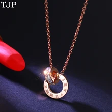 

Stainless Steel Necklace for Women Fashion Jewelry 2018 Rose Gold Silver Korean Double Circle Pendant Necklace Choker Chain Gift