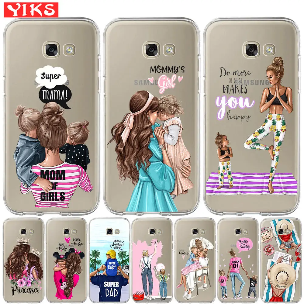 

Cute Phone Case For Samsung Galaxy A20 A30 A50 A3 A5 A6 A7 A8 Plus 2015 2016 2017 2018 Super Mom Baby Girl Family Pattern Cover