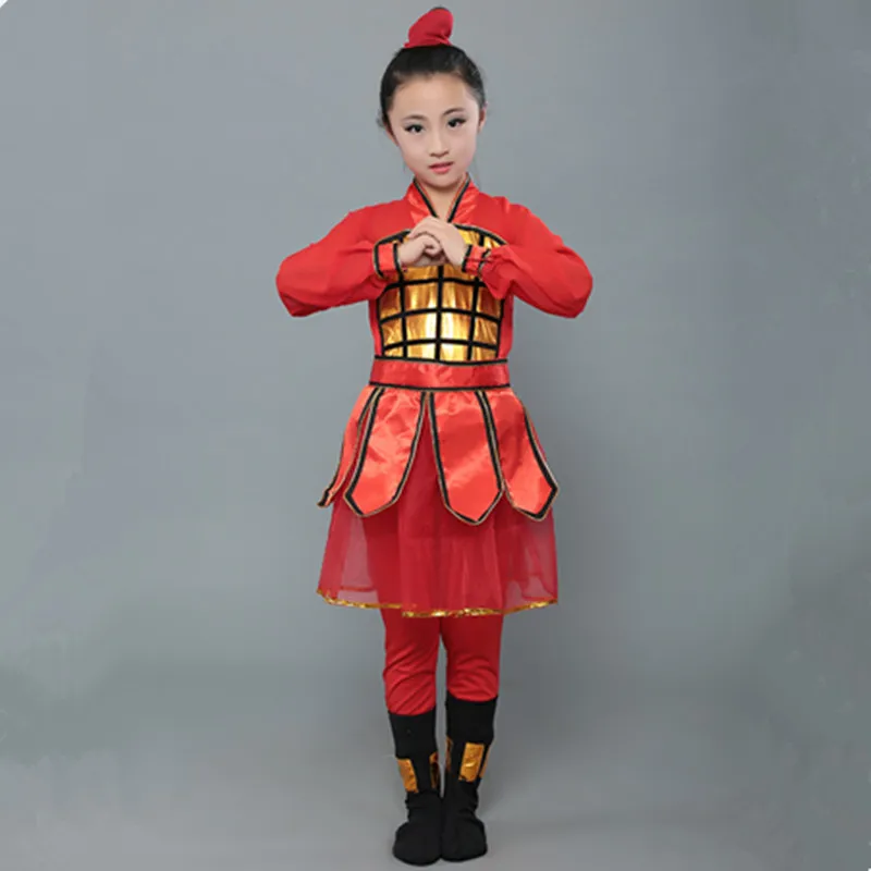 Костюм Хуа Мулан для девочек, костюм древнего китайского воина для детей, Костюм Солдата для девочек, праздничный танцевальный костюм