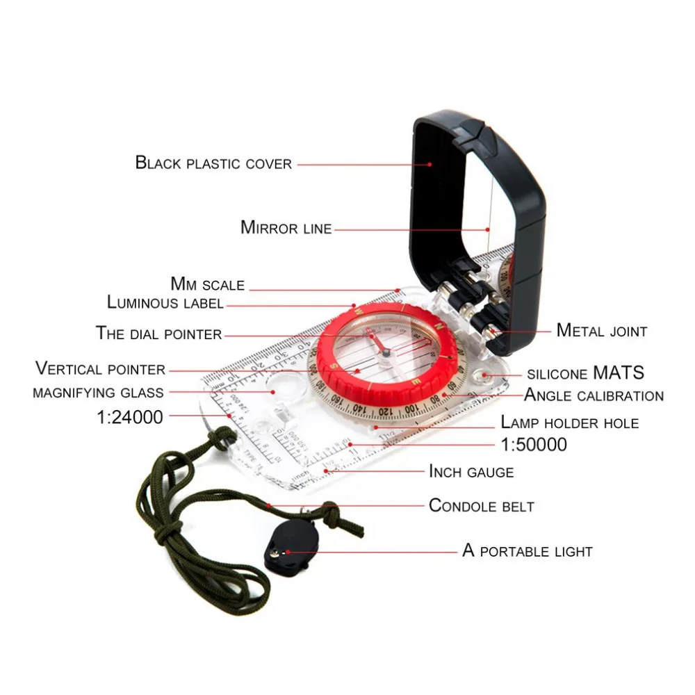 Luminosa com Espelho Naturehike Bússola Luz Led Durável Anti choque Estável à Prova d' Água Caminhadas Escalada Bússola Multifuncional 2 High Quality Esporte e Lazer