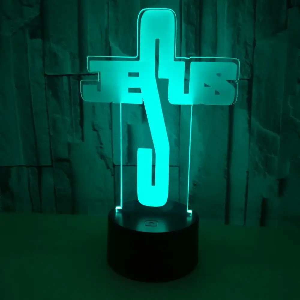 Творческий 3D кросс ночник светодиодный Красочные USB сенсорный маленький лампа