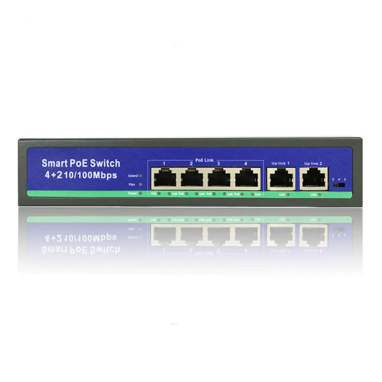 Стандартный встроенный 6 портовый коммутатор POE 250 метров ethernet Коммутатор