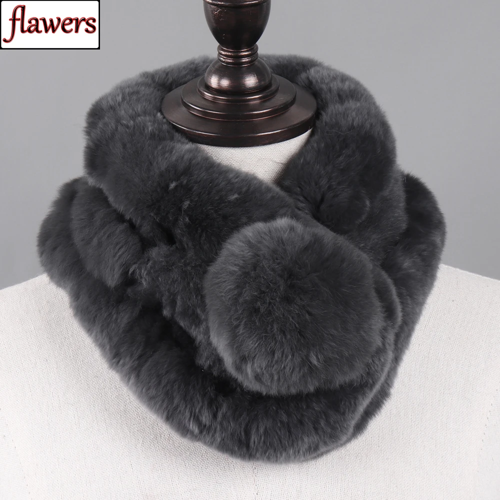 

Real fur Ring Scarves Women Winter Warm 100% Natural Rex Rabbit Fur Muffles Ladies Fluffy Genuine Rex Rabbit Fur Scarf Wholesale