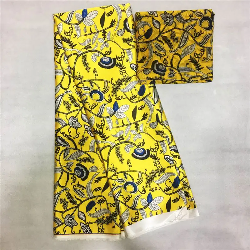 Высококачественный Анкара Африканский воск печать шелковой ткани с шифоновым шарфом соответствующие цветочный принт шелковая ткань с кружевом - Цвет: 7