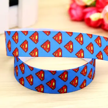 

7/8'' Free shipping superman printed grosgrain ribbon hairbow headwear party decoration diy wholesale OEM 22mm P5921