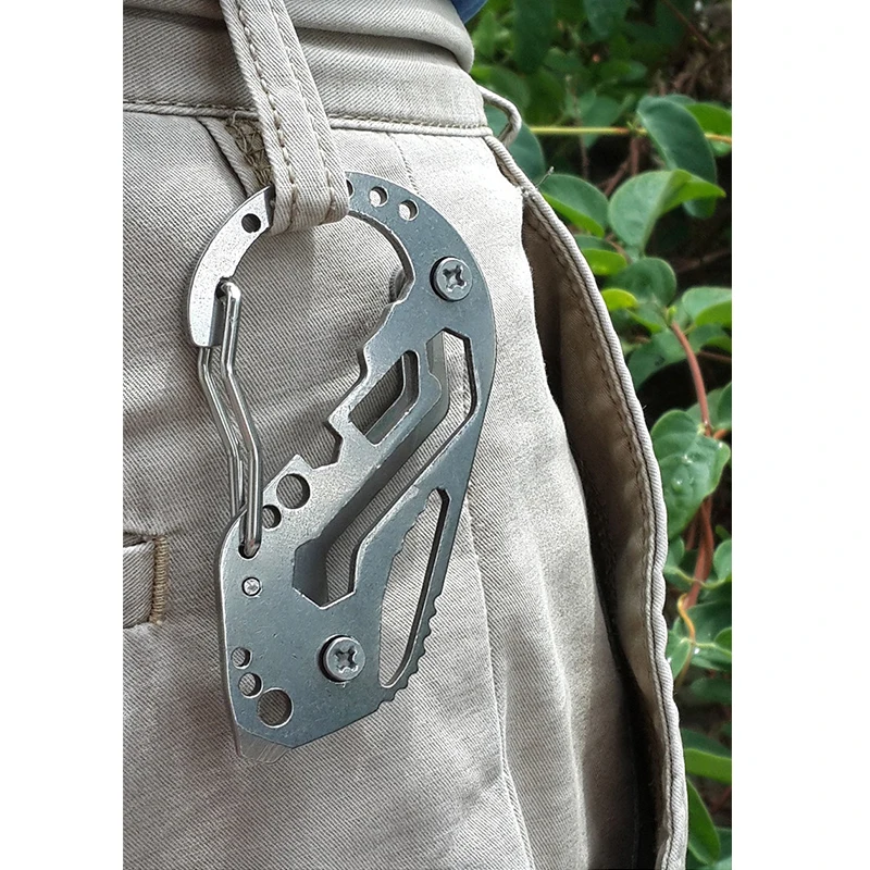 

1Pcs Multifunctional EDC Hiking Climbing Buckle Stainless Steel Holes Key Ring Holder Carabiner Mountaineering Survival Tool