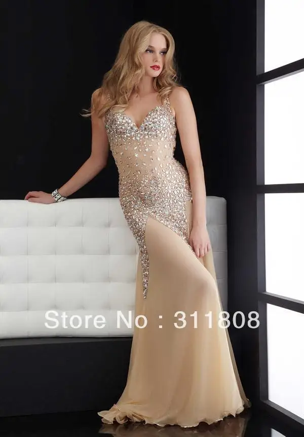skin tone evening gown