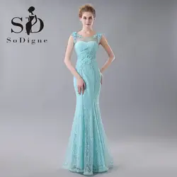 Платье для выпускного вечера 2018 SoDigne с кружевной аппликацией Русалка бисером цветы на шнуровке с открытой спиной высокое качество vestidos De