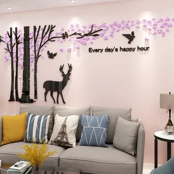 

Peaceful Tree Design Home DIY Sofa Wall Sticker 3D Acrylic Wall Sticker Waterproof Room Decoration Wallpaper adesivo de parede