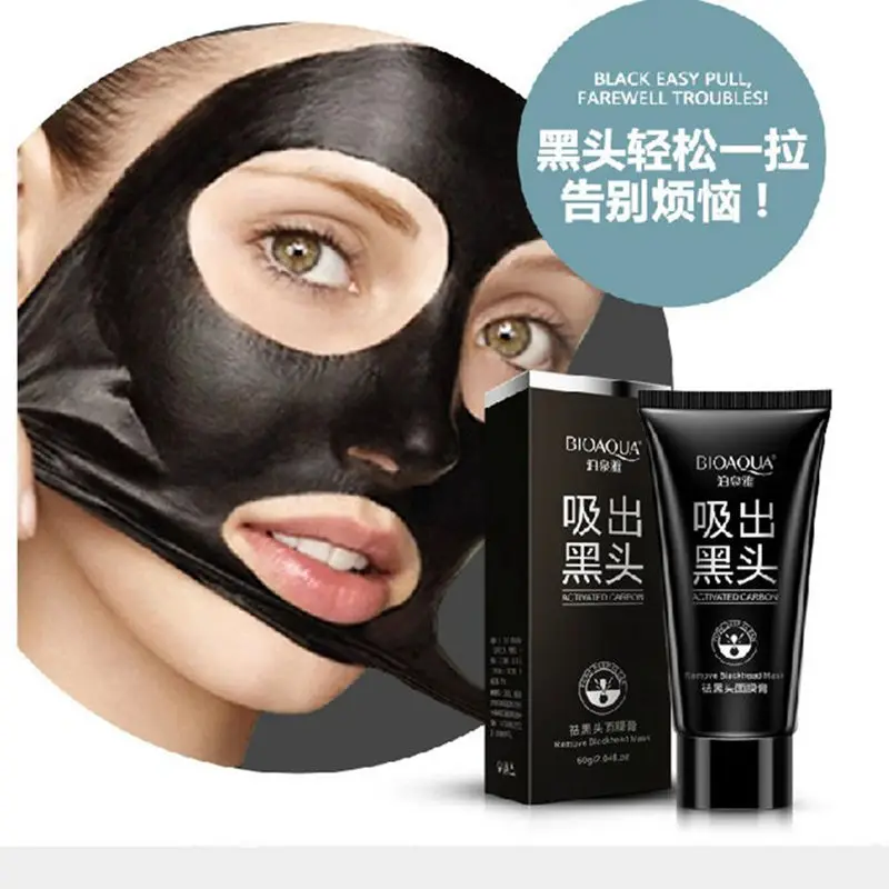 Корейская черная маска. Маска BIOAQUA Black Mask. Очищающая маска-пленка BIOAQUA activated Carbon. Маска-пленка от черных точек Black Mask, 60 гр. Маска плёнка для лица BIOAQUA facial Blackhead.