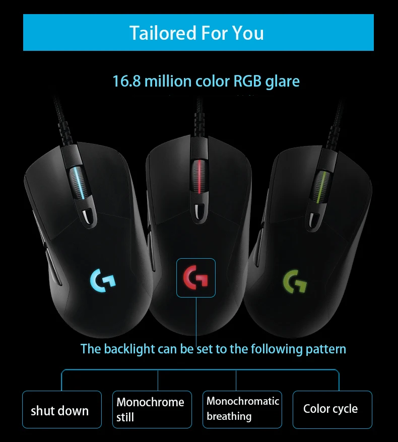 Logitech G403 Проводная игровая мышь raton 12000 точек/дюйм оптическая отслеживание RGB Mause эргономичная мышь для компьютера 6 ключей souris gamer