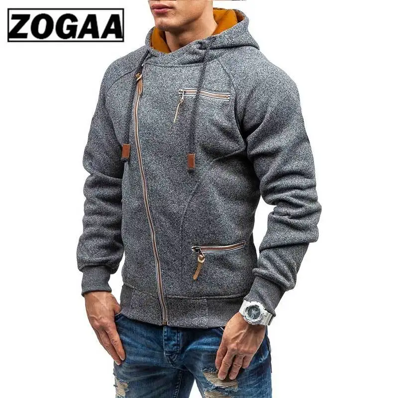 

2019 Autumn Winter New Men's Hooded Hoodie Fashion Wild Hoodies Zipper Solid Sweatshirts Coat Large Size M-4XL ZOGAA