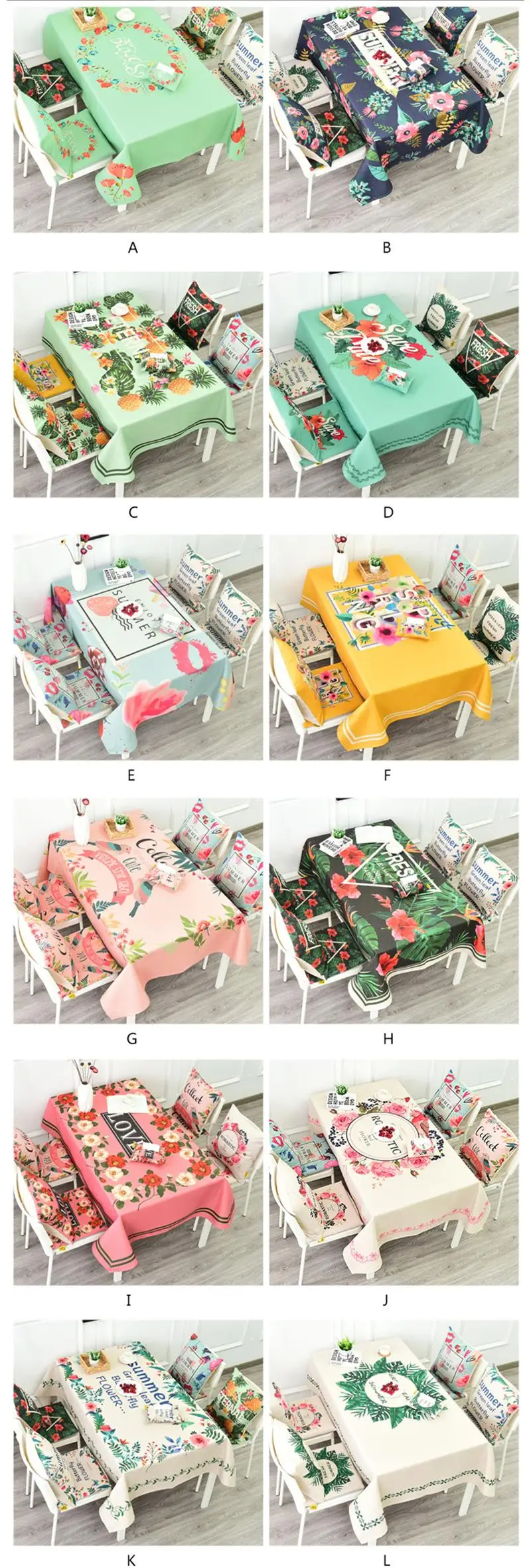 Lanweini Pastoral Cotton Linen Fabric Tableclothes For Rectangular Tables Digital Printing Floral Table Cloth For Table Cover