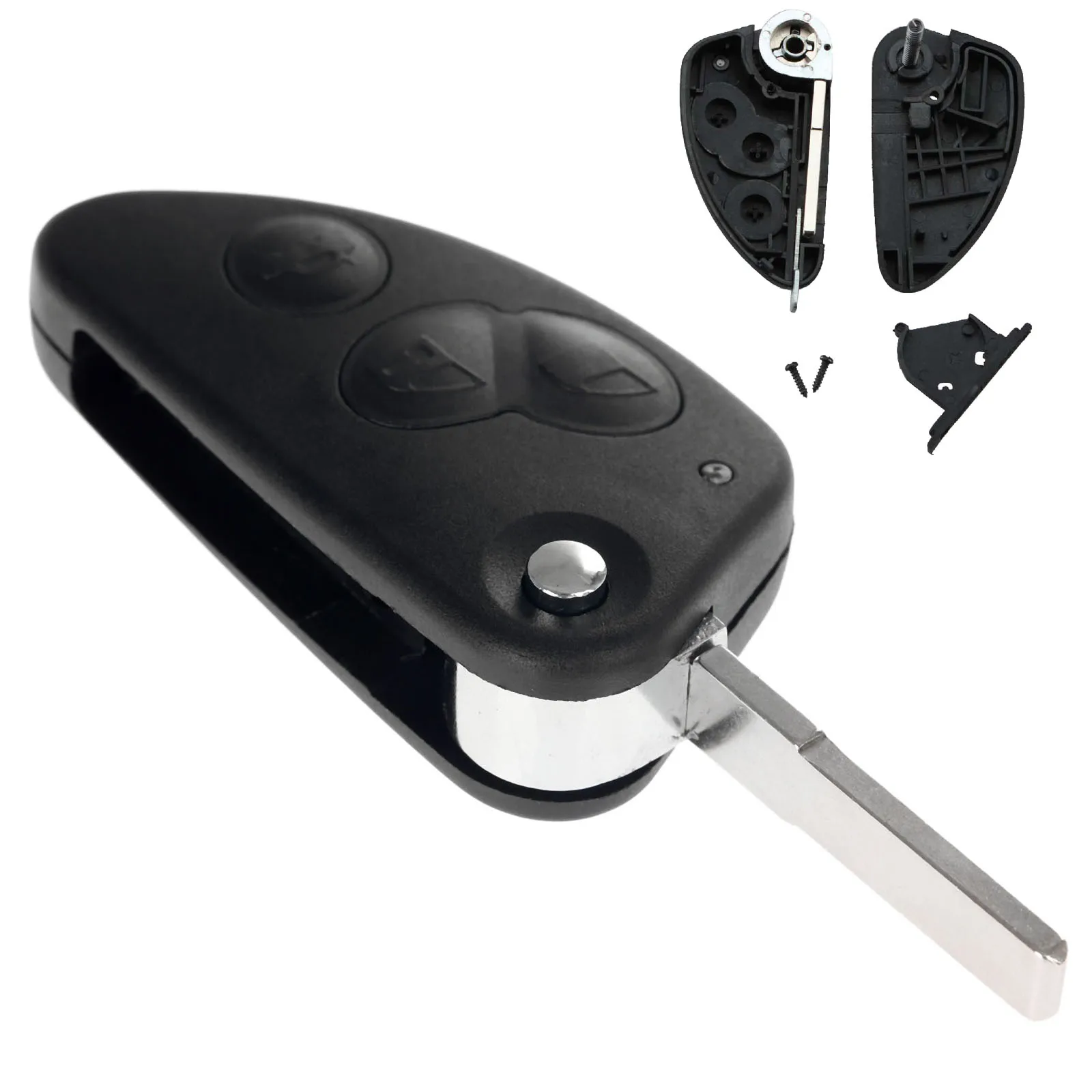 

3 Buttons Auto Flip Folding Remote Car Key Shell Case Replacement Key Fob For Alfa Romeo 147 156 166 GT Uncut Blade