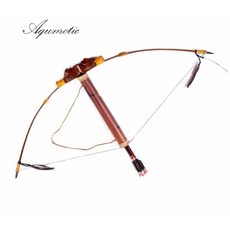 

Aqumotic Tribe Style Wall Decoration Big Wood Bow and Arrow Set Wall Decoration Pendant Indonesia Handmade Hand-painted
