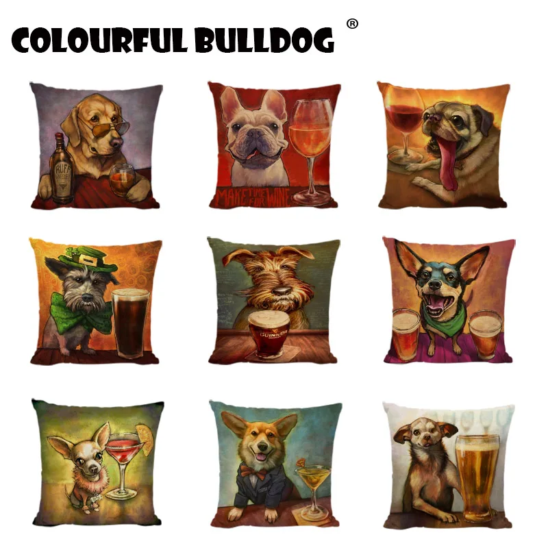 

Lovely Dogs Cushion Covers Corgi Pug Schnauzer Kids Birthday Houseware Home Decor Settee Gifts French Bulldog Throw Pillow Cases