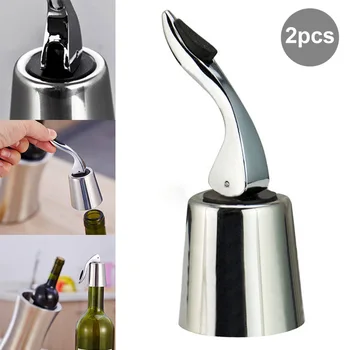 

2 Pcs Convenient Wine Stoppers Stainless Steel Wine Bottle Plug Reusable Portable Keep Fresh HY99