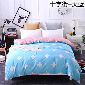 

Free shipping Nordic blue pink plus cross pattern bedding Quilt duvet Cover kid/adult bedclothes twin full queen king US AU size