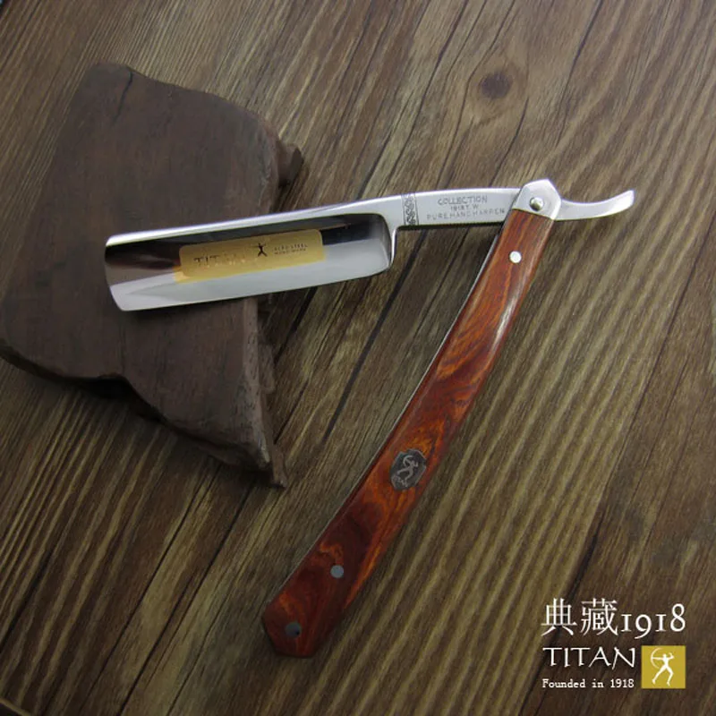 free shipping Titan razor  wooden handle stainless steel blade   shaving sharp