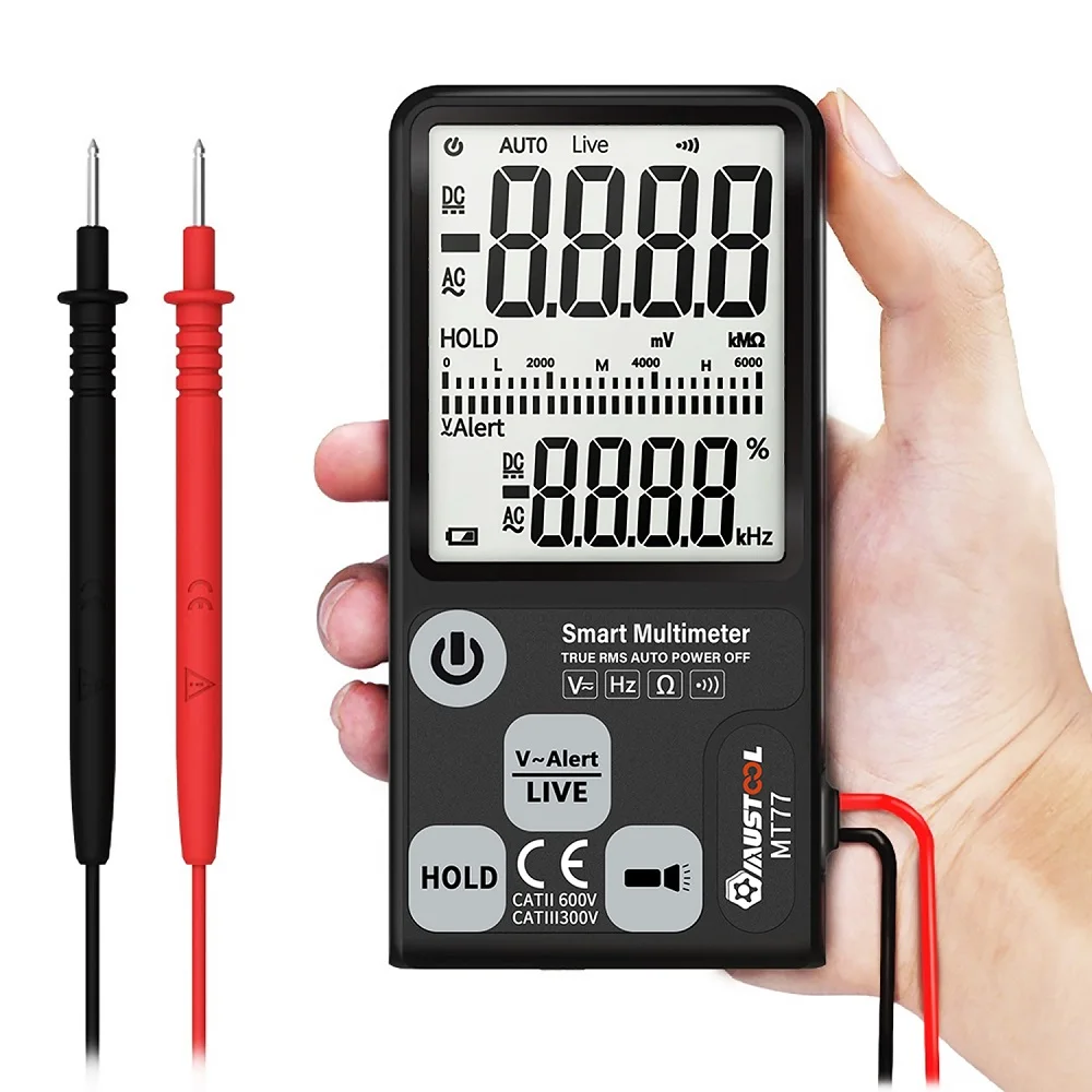 

MUSTOOL MT77 Digital Multimeter Large Screen Smart Voltage Tester Fully Auto-Range True RMS 6000 Counts DMM With Analog Bargraph