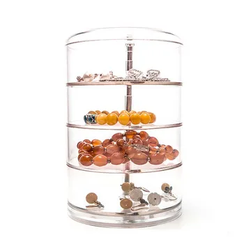 

Contracted Rotating Transparent Desktop Portfolio Cosmetic Boxes Plastic Storage Jewelry Box Package
