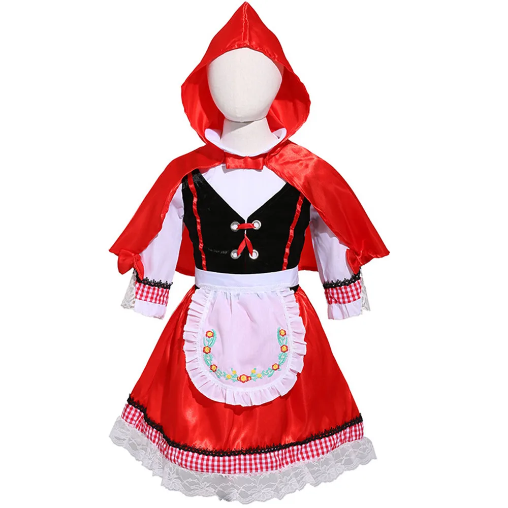 

Children Girl Little Red Riding Hood Cosplay Dress Princess Halloween Costume Clothing For Party dress