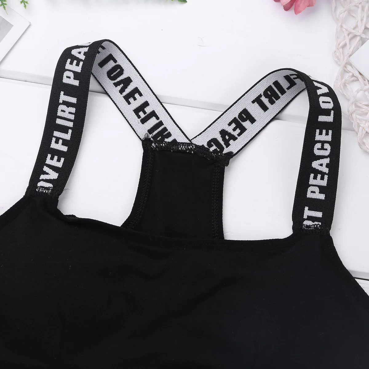 Teen Girls Soft Padded Cotton Letter Print Bra for Young Girls Puberty Growing Bras Underwear Training Bra Yoga Sports Gym Tops